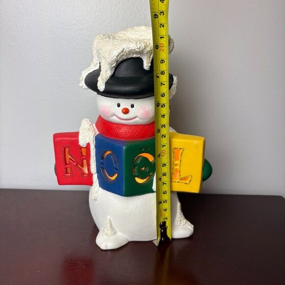 Vintage Ceramic Snowman Lights Up 8” Winter Christmas Decor Lamp Electric - Picture 9 of 11